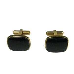 Destino Vintage Black Onyx Square Cufflinks USA  12 K Gold Filled 1/20 12KT GF